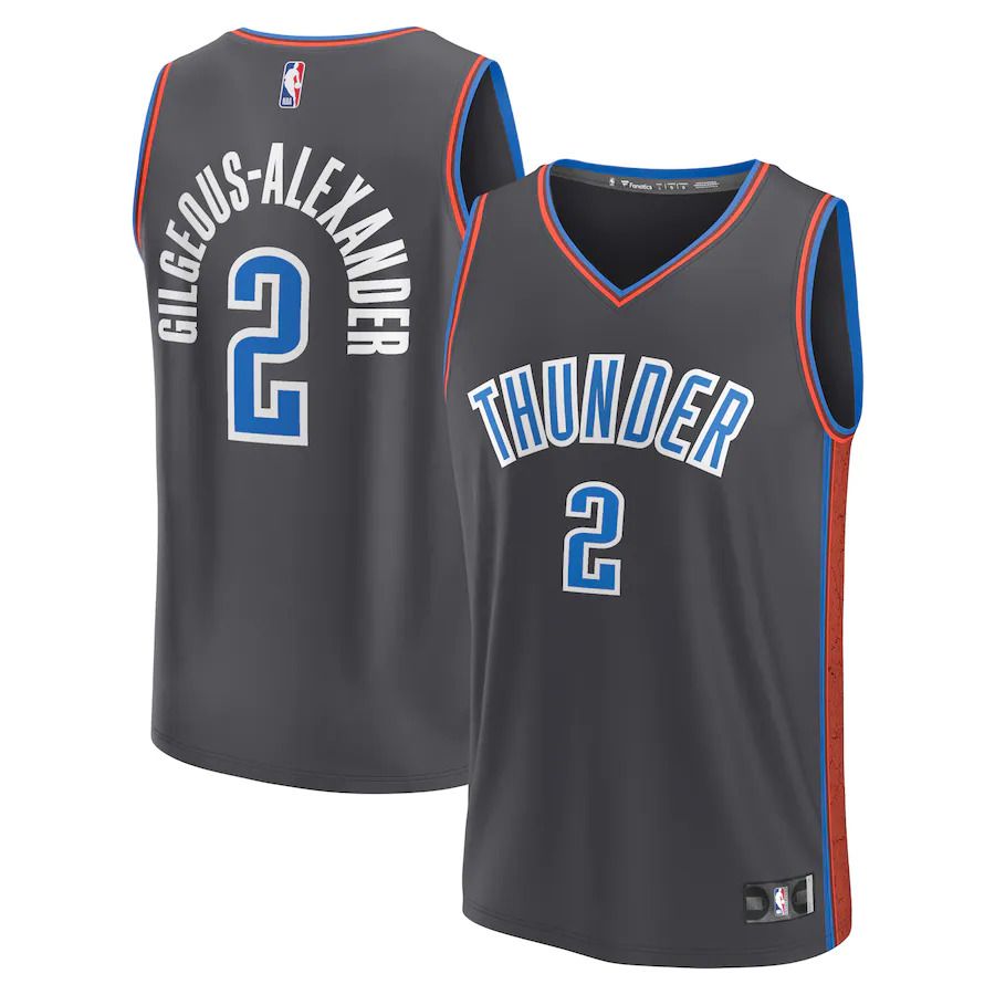 Men Oklahoma City Thunder #2 Shai Gilgeous-Alexander Fanatics Branded Black City Edition 2022-23 Fastbreak NBA Jersey